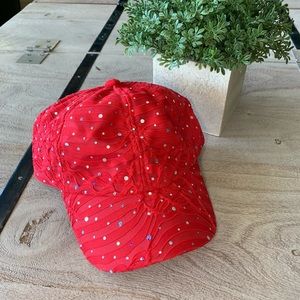 Red Sparkle Adjustable Baseball Hat 🌟